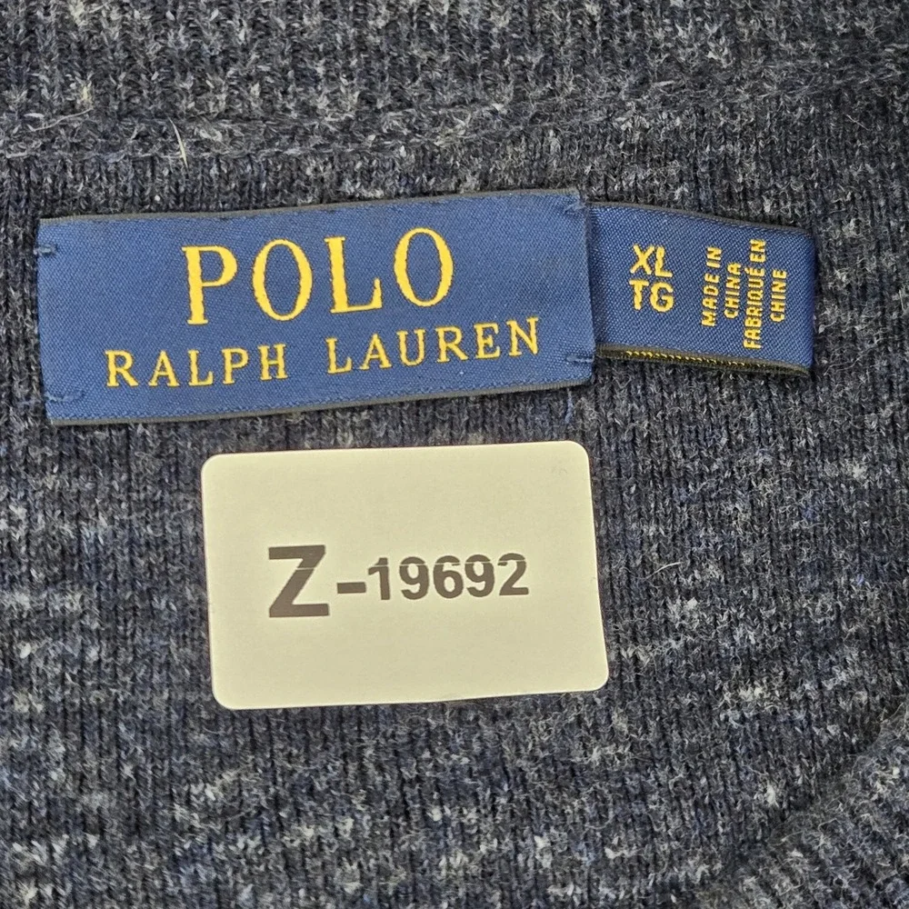Polo‎ Ralph Lauren Men Sweater XL Blue Long Sleeve Logo Cotton Pullover Knit